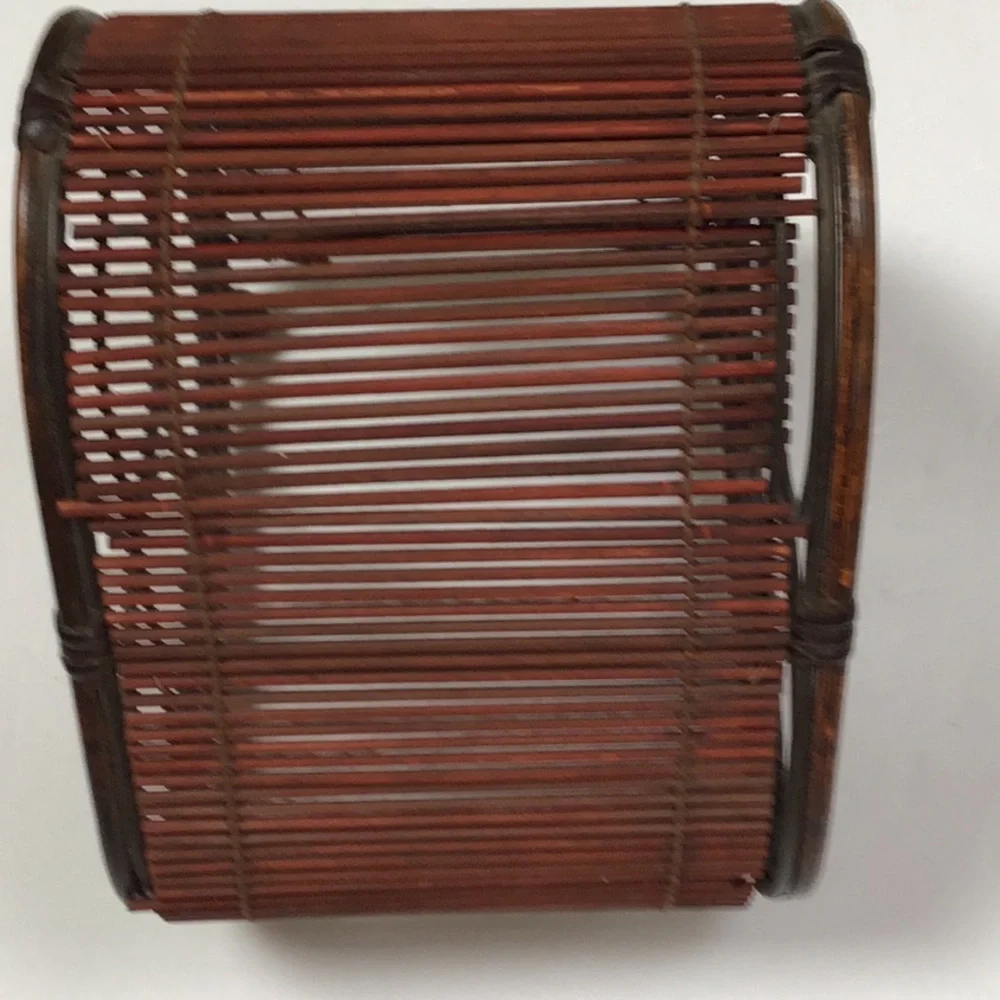 Vintage Rattan Wicker Antique Bronze Metal Wine Bottle‎ Rack